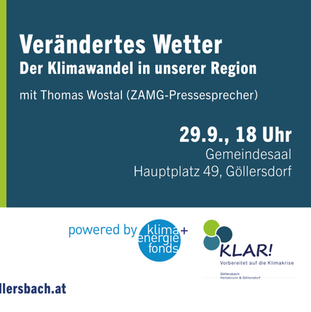 Kick-Off Veranstaltung in Göllersdorf: Thomas Wostal (ZAMG, ehem. ORF) spricht in seinem Vortrag über 